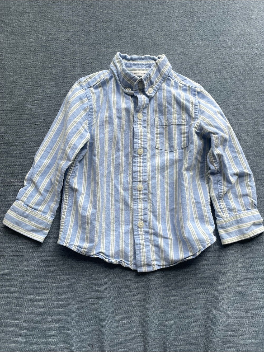Janie and Jack Boys Light Blue Striped Button-Up Shirt